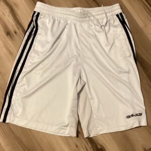 Adidas Men's White Shorts with Black Stripes
